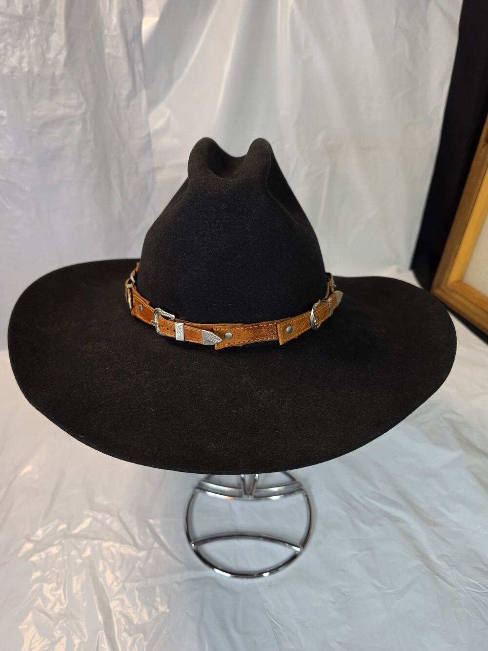 Eddy Bros Hat Cowboy Cattlemen Mens 7½ Black Wool Felt Wide Brim USA Western